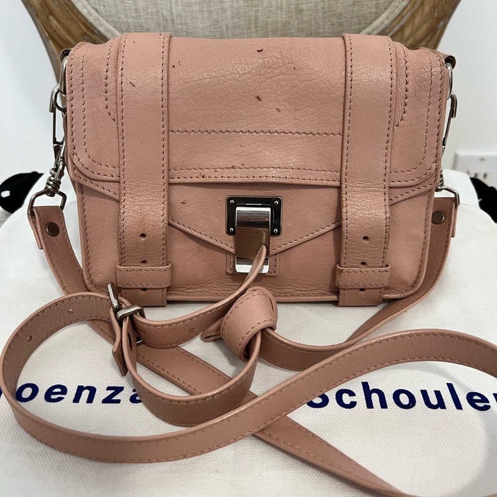 Proenza Schouler PS1 Pink mini crossbody bag with silver hardware